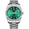 Men's Analog Waterproof Watch Quartz Movement Silver Green Luminous Business Gift