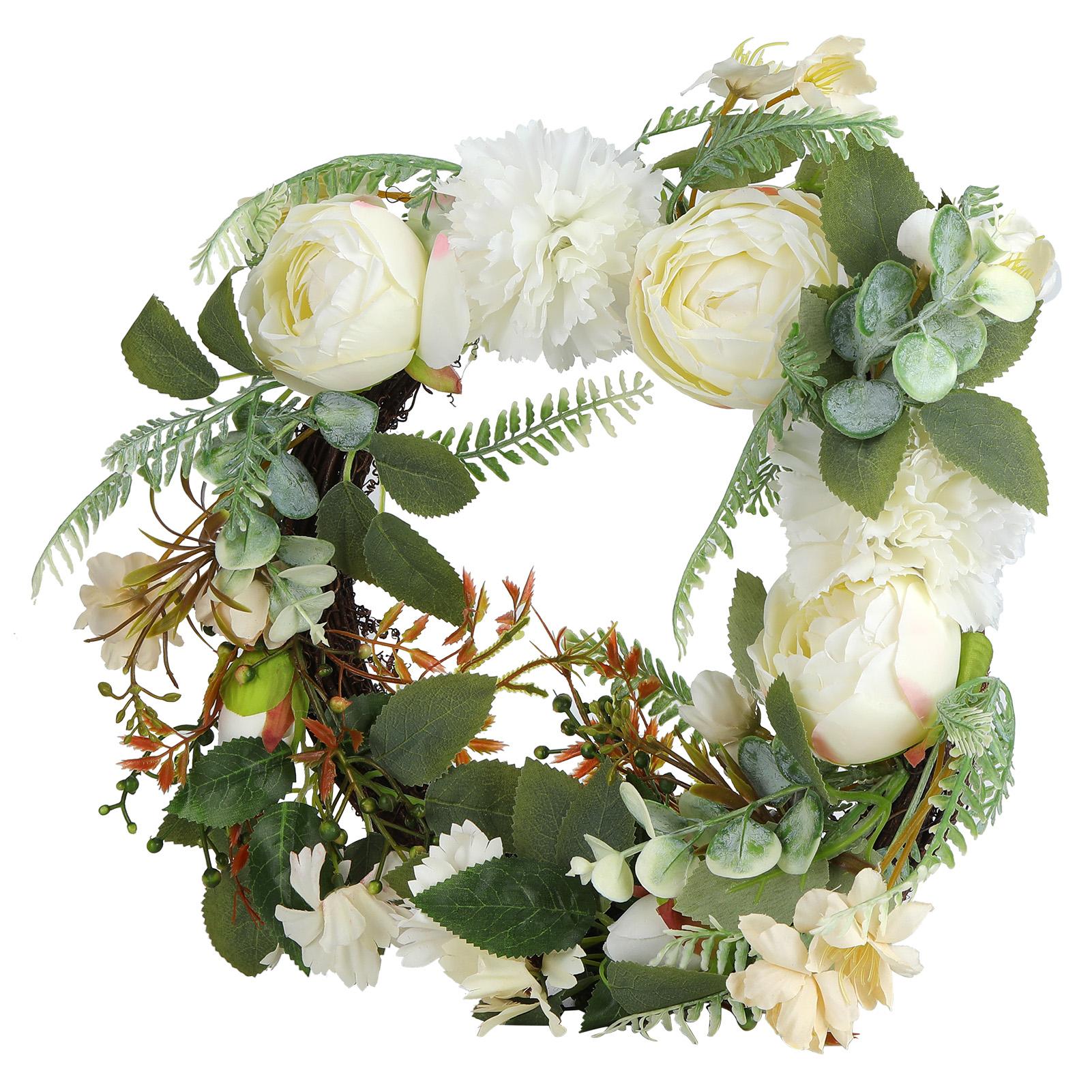 

Искусственный цветочный венок, имитация пиона, подвесная гирлянда для дверей, украшение для вечеринок и фестивалей White