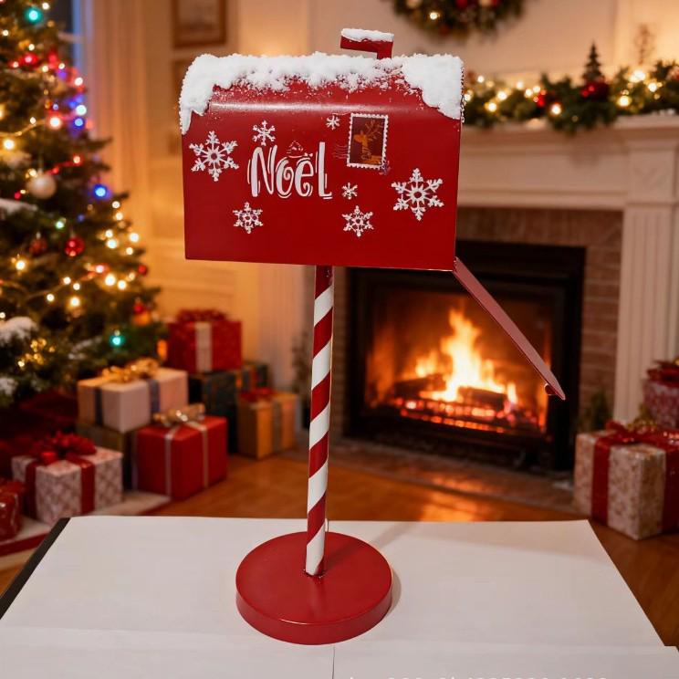 In-Stock Christmas Gift: Red Wrought Iron Mailbox for Indoor Decoration