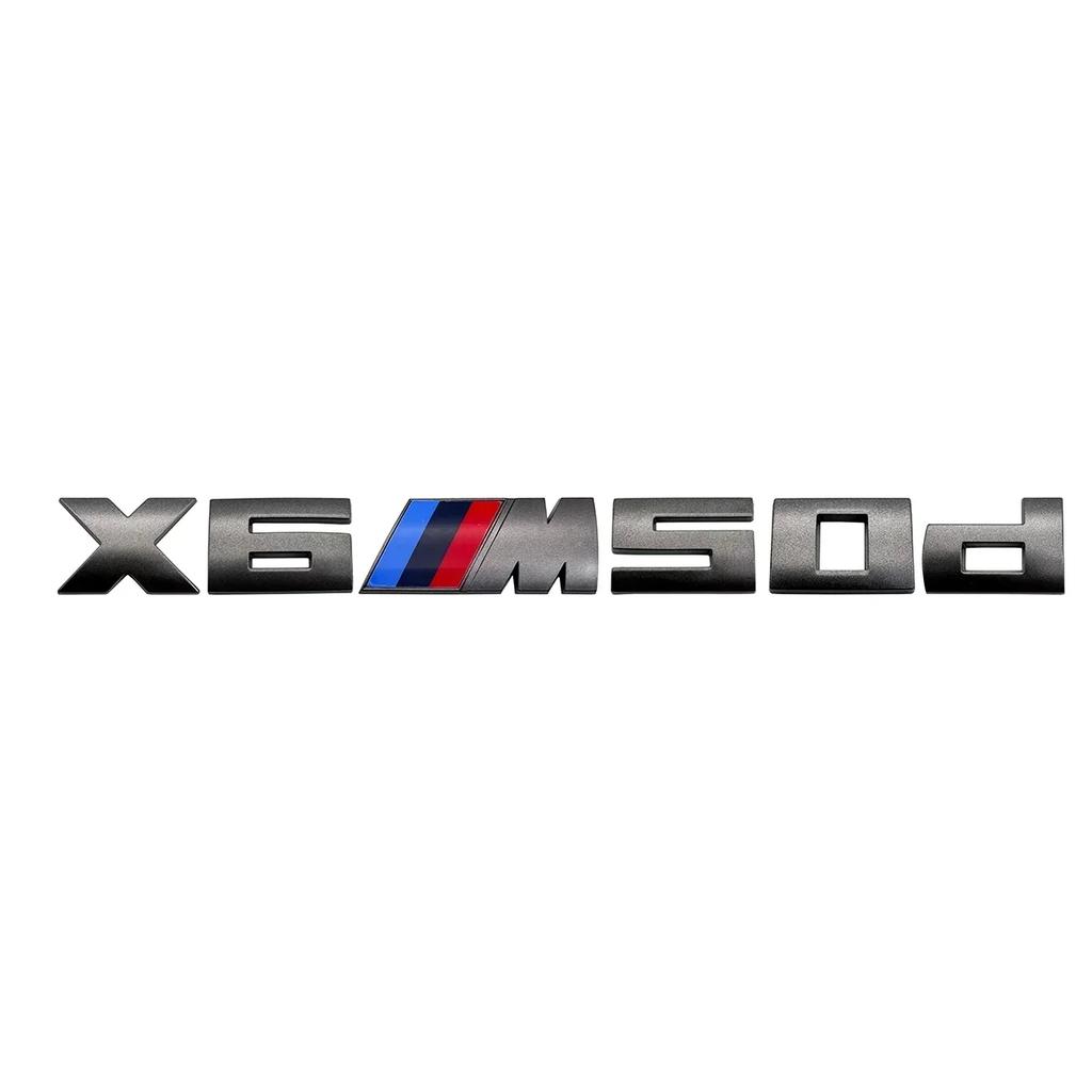 Emblema Grigio per BMW X3M X4M X5M X6M X7 Emblemi M Power Badge Logo 40i 40d 50i 50d 60d 60i Logo Posteriore in ABS Accessori Auto