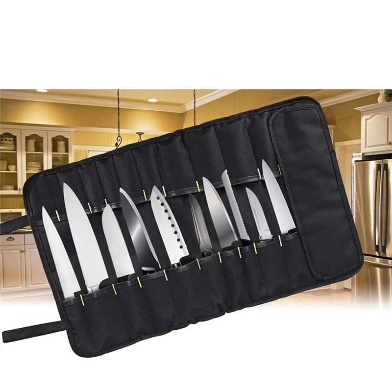 A03F-Tragetasche Besteckaufbewahrung Messerrücksack 22 Fächer Premium Oxford-Gewebe Messertasche Tragbare Kochmessertasche