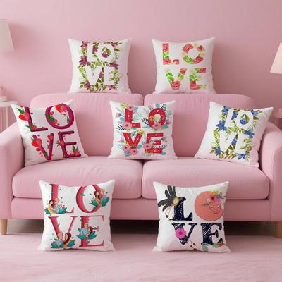 Creative Love Pattern Romantic Modern Art Cushion Cover Pillow Case Soft Skin Friendly Fabric  Concealed Zipper