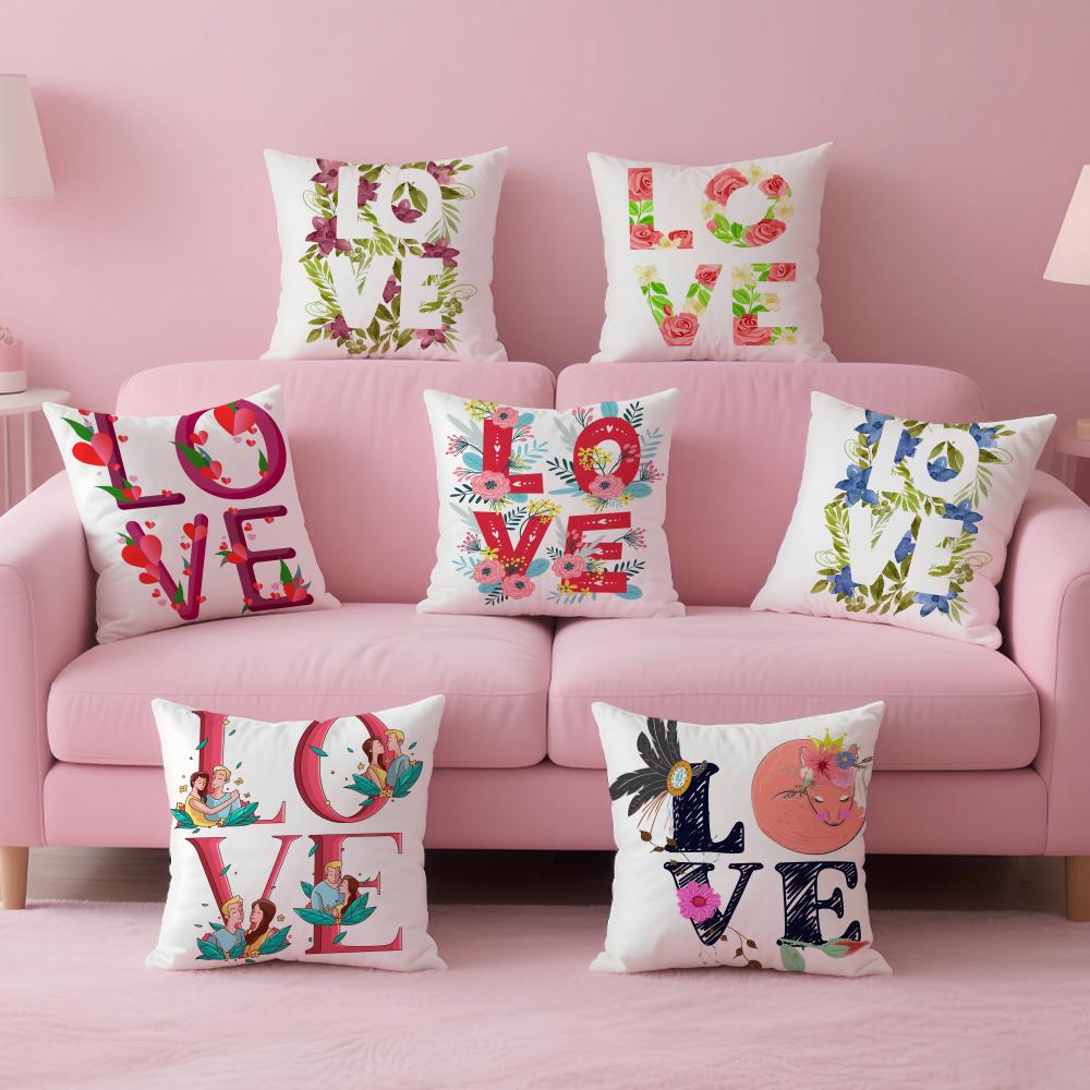 Creative Love Pattern Romantic Modern Art Cushion Cover Pillow Case Soft Skin Friendly Fabric Concealed Zipper