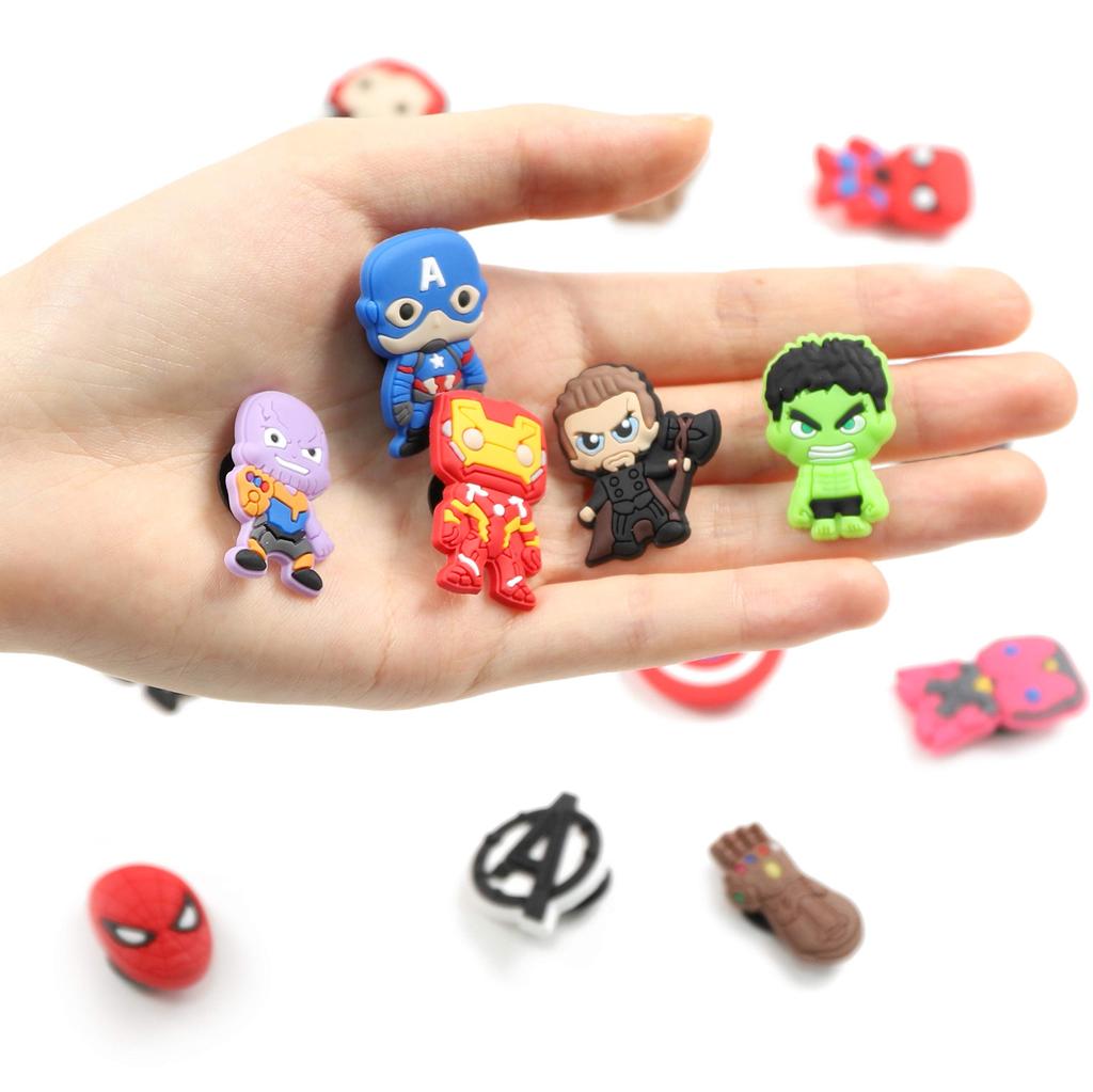 CY2SIDE 20PCS Superhero Cartoon Shoe Charm for Hero Decoration Charm for Bracelet Wristband Charms for Toddlers Bday Cool Clog Decor for Teens Boys
