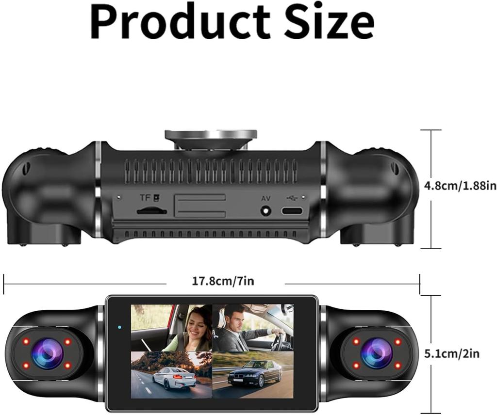 4 kanaler Dash Cam for biler WIFI APP Videoopptaker 1080P Bil DVR Ryggekamera Parkeringsmonitor DashCam Biltilbehør