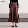 ZANZEA Women Elegant Casual Solid Color Loose Long Skirts