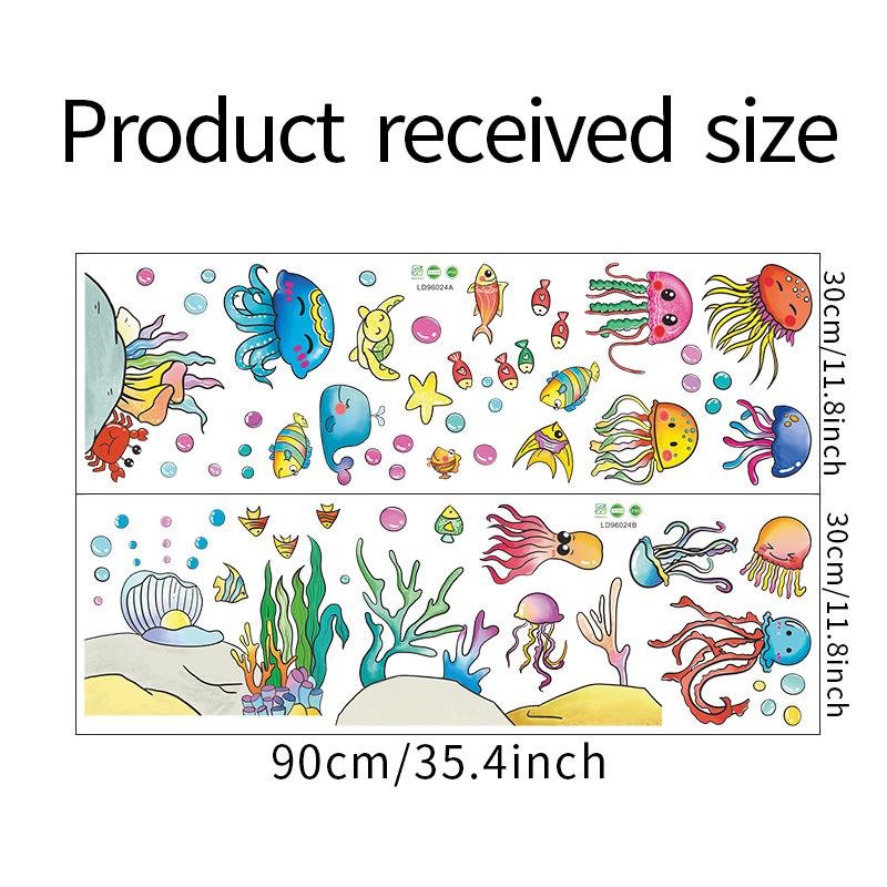 Cartoon Jellyfish Paradise Wall Sticker Self-Adhesive Removable for Kids Room Bathroom Home Decor