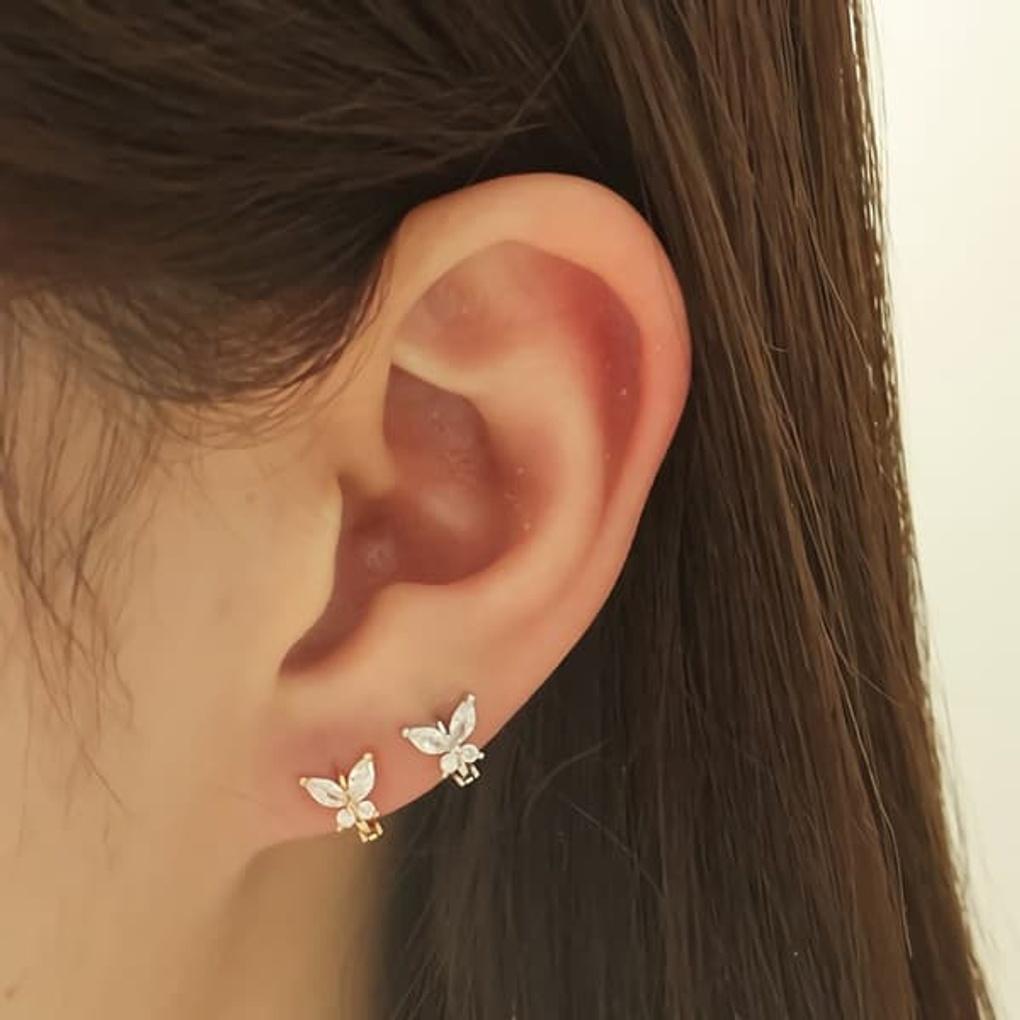 Women's One-Touch Butterfly Piercing Inner Conch Earrings