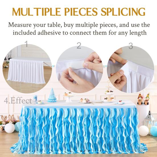 Yousheng Curly Willow Table Skirt for Rectangle Round Tables 6ft Ruffle Tutu Table Cloth Reusable Table Skirt for Baby Shower Birthday Party Wedding