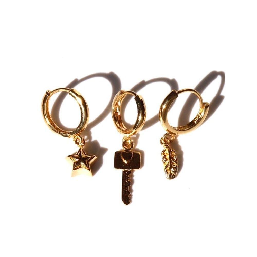

BONBEAU Mini pendant onetouch gold earring Mini star, key gold pendant onetouch ring earring mini star