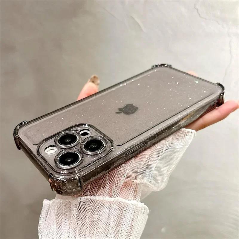 New Glitter Bling Clear TPU Case for iPhone 17 Pro Max 16 15 14 13 12 11 Pro Max Plus Air Silicone Soft Transparent Bumper Cover