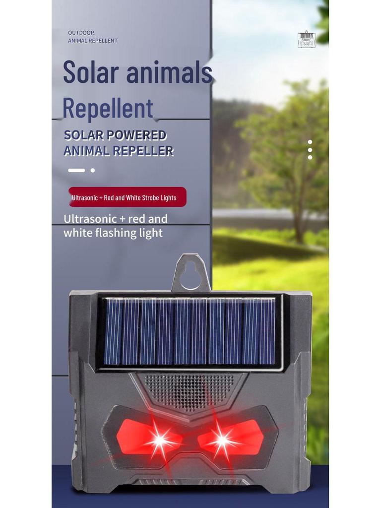 USB Solar-Powered Outdoor Waterproof Animal and Bird Repellent Mouse Repeller with Red & White Flashing Light
