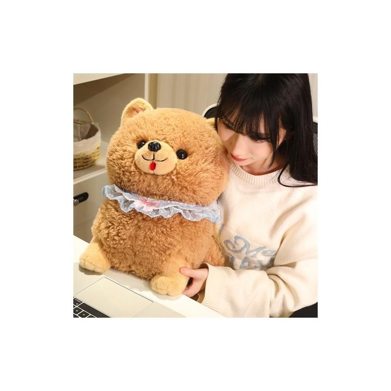 Cute Lace Scarf Pomeranian Plush Doll Children Companion Toy For Kids Comfort And Sleep