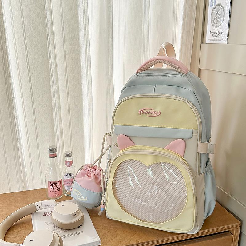 The schoolbag is fresh, cute and transparent, and the two-dimensional girl is versatile, lightweight and large-capacity class.