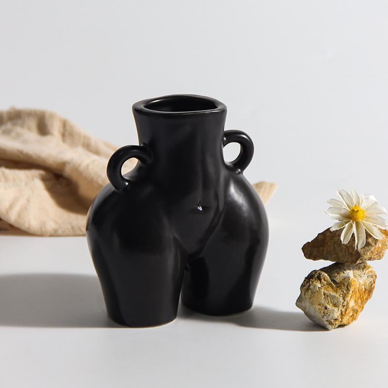 Nordic Human Body Shape Creative Ceramic Vase for Dried Flowers Home Decor Modern and Simple Design 14CM