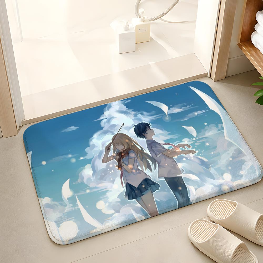 Your Lie In April Floor Mat Floor Mat Soft Flannel Non-Slip Door  Rug for Living Room