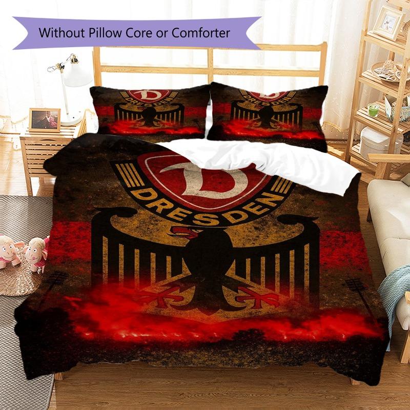 Dresden Adler Retro Fire Distressed Print Bettbezug-Set 3-teilig Fußballfan Bettwäsche-Set Schlafzimmer Heimdeko Bettwäsche Ohne Kissenkern Bettdecke