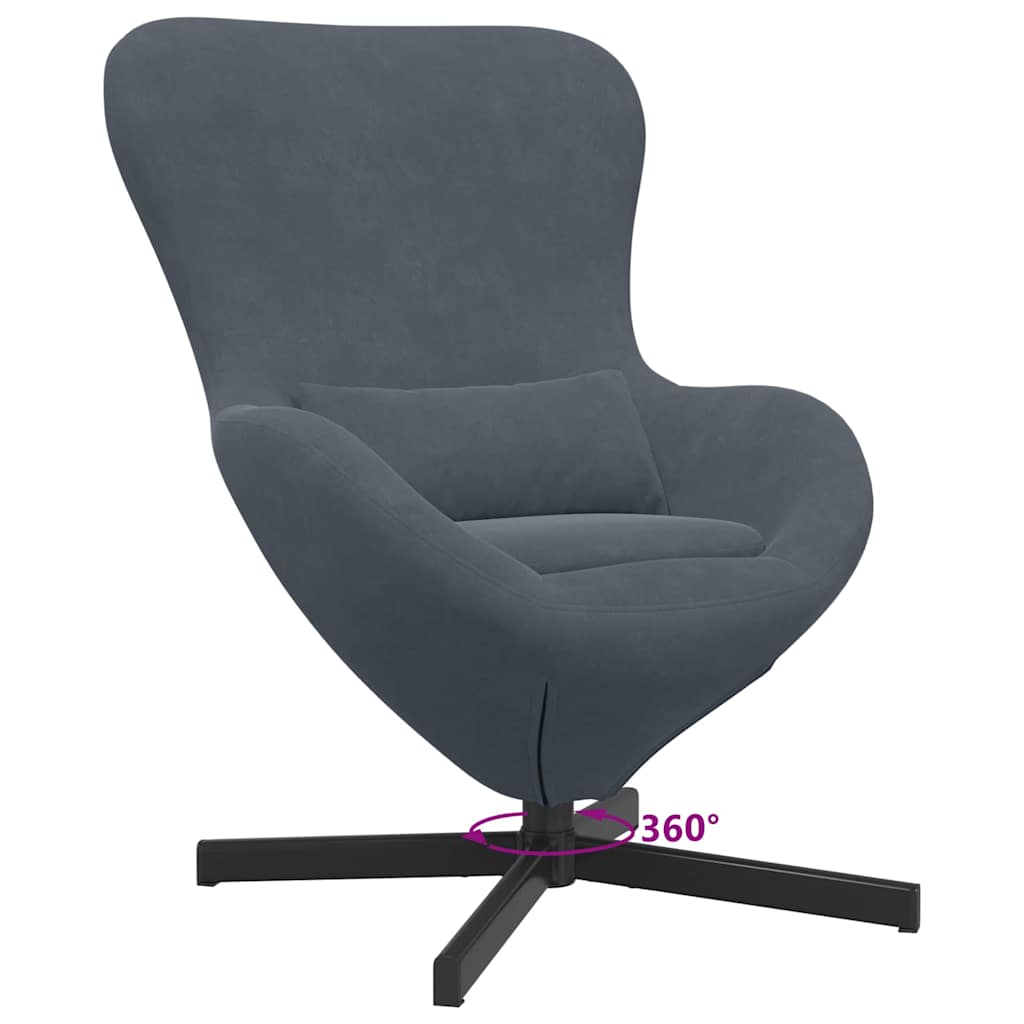 Egg Chair Dark Grey 63 x 73 x 90 cm Velvet