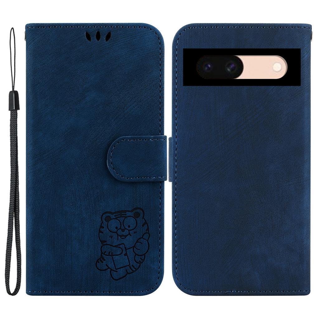 For Google Pixel 8a Case Cute Tiger Imprinted Leather Full Protection Phone Cover