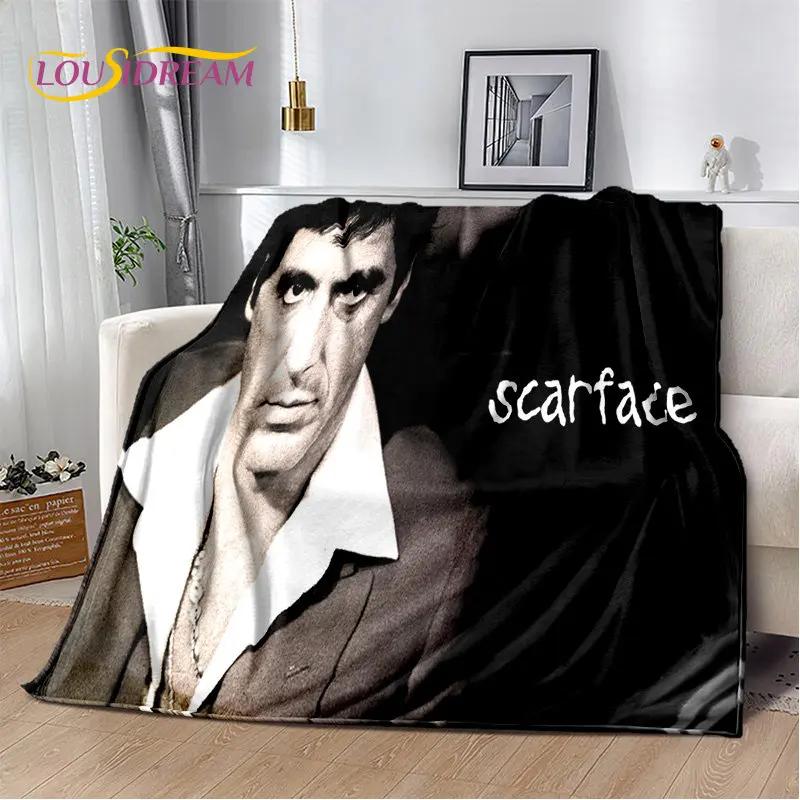 Film Scarface Tony 3D-Druck Weiche Plüschdecke, Flanelldecke Überwurfdecke für Wohnzimmer Schlafzimmer Bett Sofa Picknick Abdeckung
