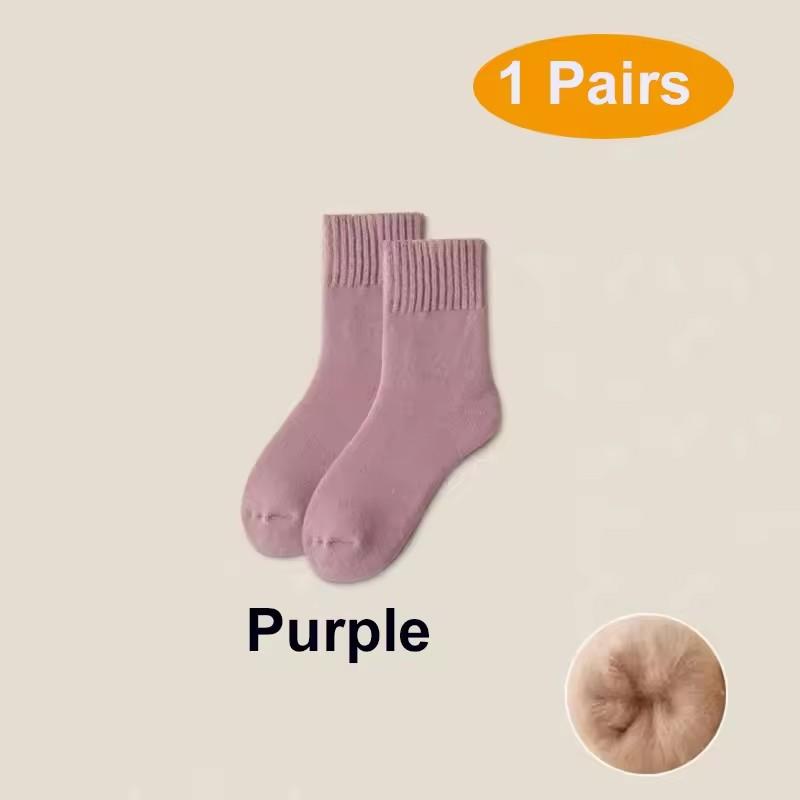 1 Pair Women's Winter Warm Socks Snow Markron Color Thick Plush Hairy Soft Postpartum Stockings Floor Sleep Socks