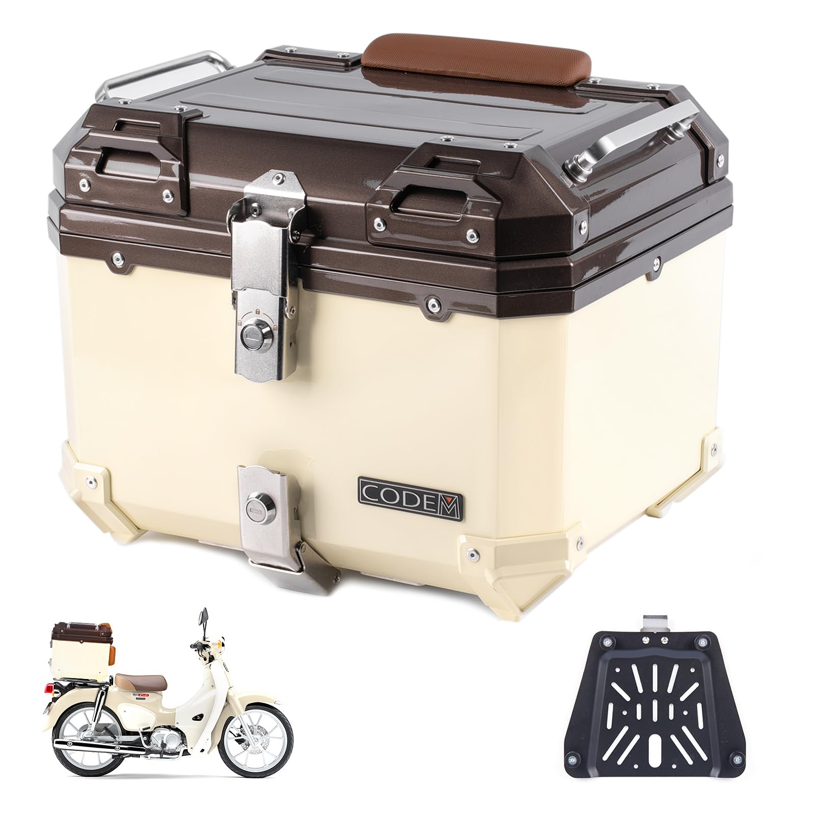 

CODEM Motorcycle Rear 45L Large ABS Top OEM Color Square Key Mounting Easy Universal Fit for Super Little with Suitable for and Includes Japanese