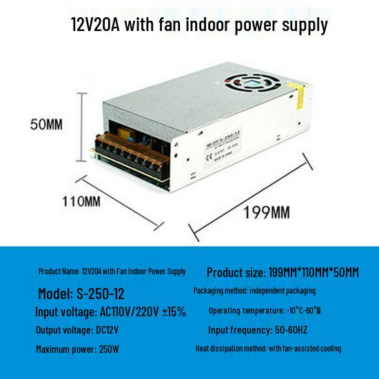 220V To 12V/24V/5V DC Power Supply for LED Strip Lights - 5A/10A/30A, 60W Transformer