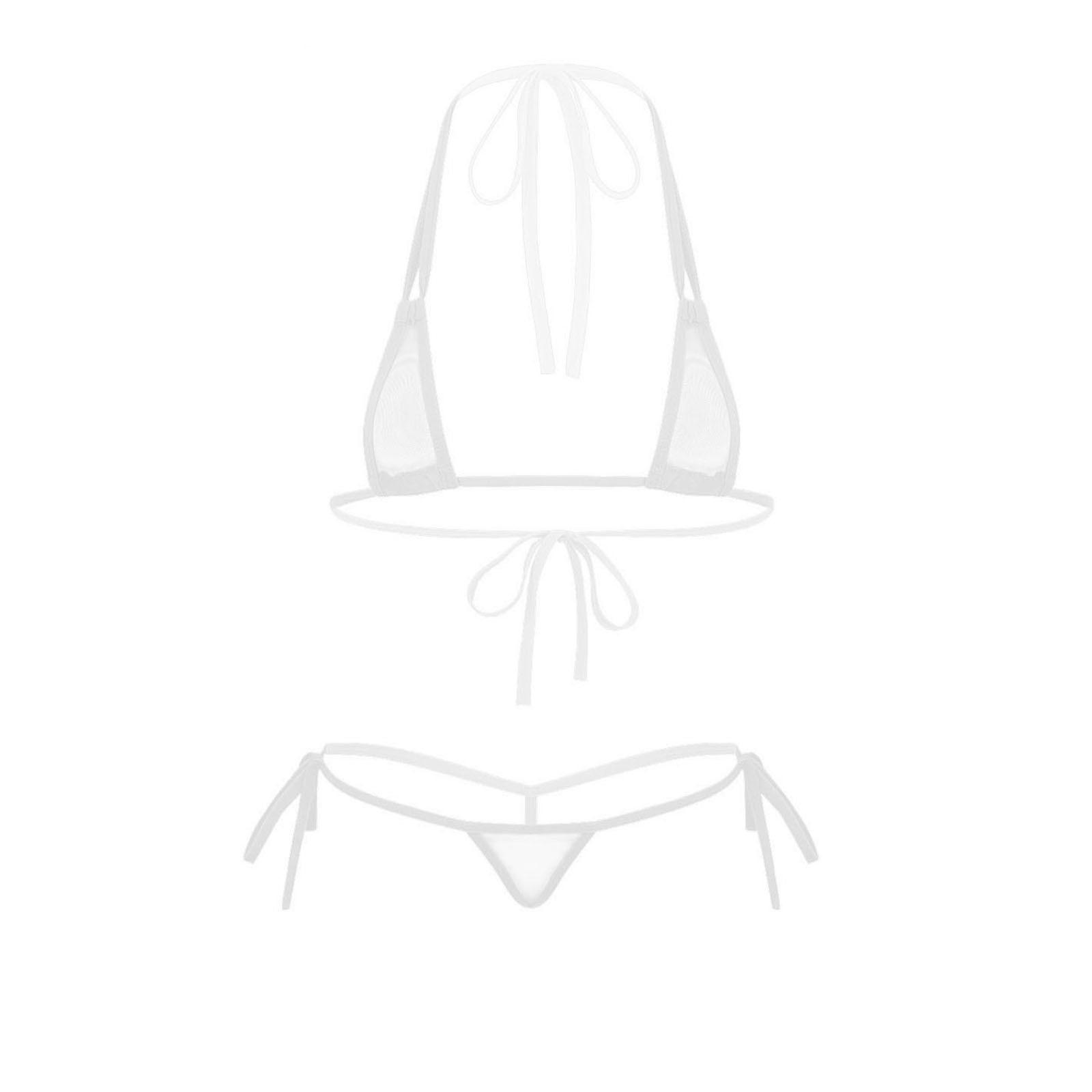 

Жіночий сітчастий купальник бікіні на бретелях, трикутний топ і стрінги, купальний костюм для пляжу, басейну, прийняття сонячних ванн, прозорий мікро купальник OneSize