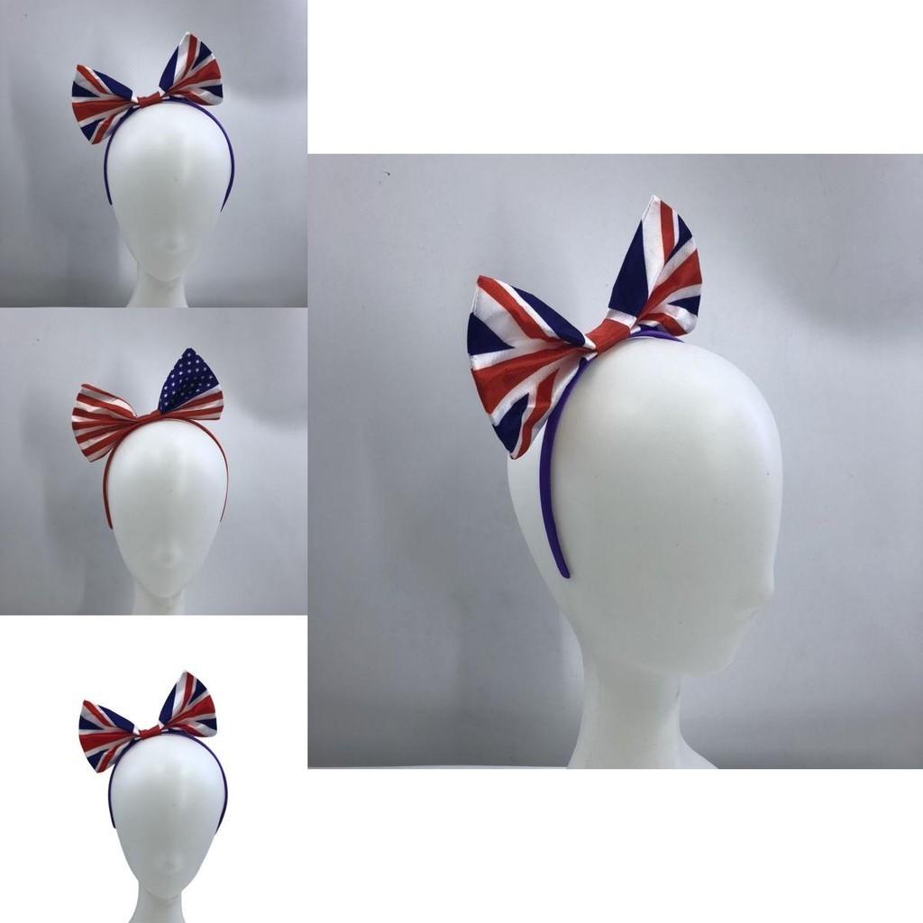 USA/England Fan Schleife Kopfschmuck Fußballclub Anhänger Karomuster Unisex Accessoire
