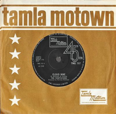 7inch Record TEMPTATIONS - Cloud Nine TMG707 Tamla Motown 1969 UK Soul/Funk Used