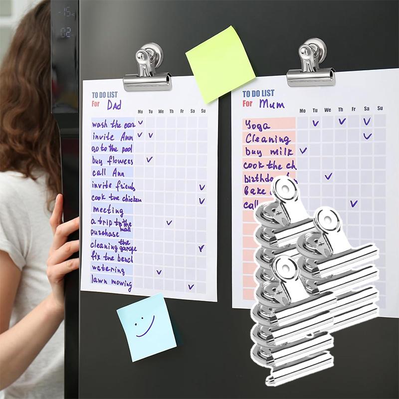 Fridge Magnetic Clips 12pcs Metal Heavy Duty Magnet Clips for Whiteboard Fridge Photo Displays Reusable Snack Bag Sealing Tool