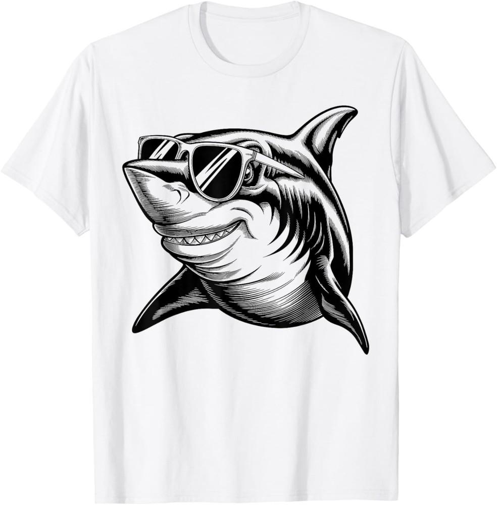 Смешная футболка с акулой для женщин, мужчин, мальчиков. Футболка  Акула в солнечных очках 2XL