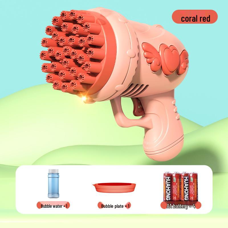 Cross 29-Hole Airplane Bubble Machine Kids' Toy - Multi-Hole Gatling Bubble Gun with Lights