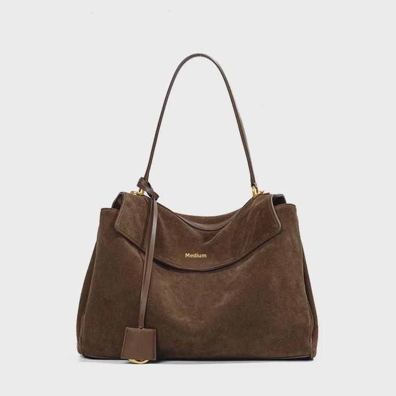 High-Grade Suede Leather Underarm Women's Tote - Niche Handbag with Large Capacity