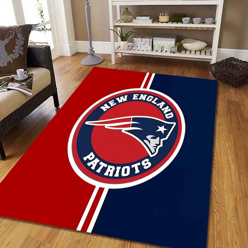 New England Patriots Flannel Pattern Square Carpet,Area Rug,Carpet Rug for Living Room Bedroom Sofa Playroom Decor,Non-slip Floor Mat