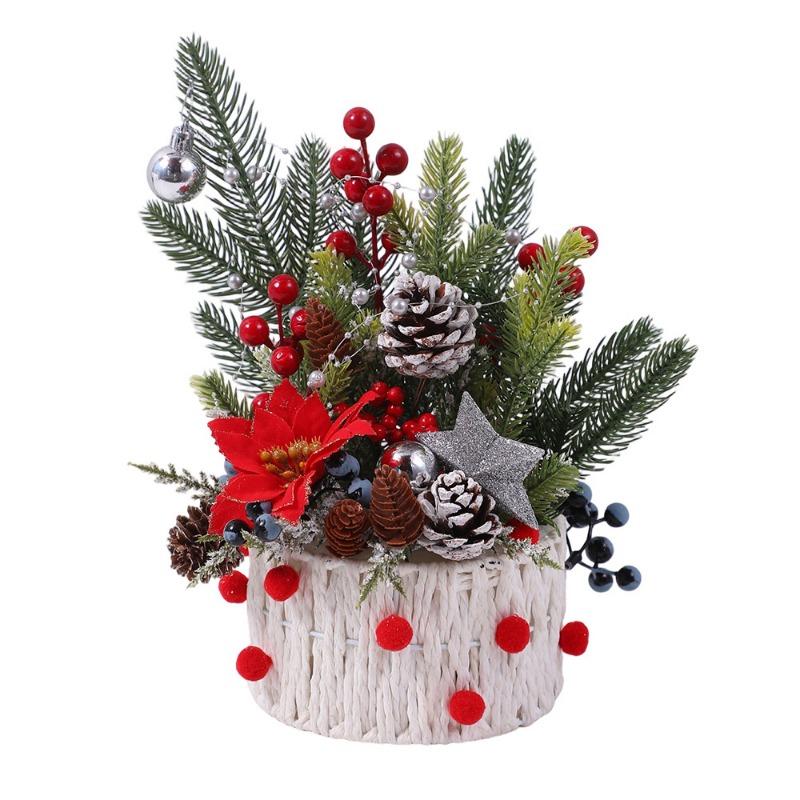 Weihnachtsrot Beere Tannenzapfen Mini Weihnachtsbaum Weihnachten Zuhause Desktop Dekoration Ornament Fensterschmuck