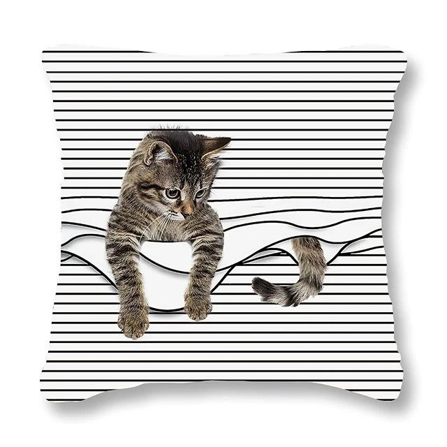 Home Decor Cute Kitten Patterns Pillow Covers for Decor Pattern Cushion Cover Suitable for Sofa Bedroom Car Pillow Cover