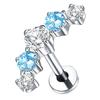 2 Peças Titânio 5 Zircônias Cúbicas Brincos Escaladores de Cluster 16G Daith Hélix Tragus Cartilagem Lóbulo Piercings Flatback Labret Jóias