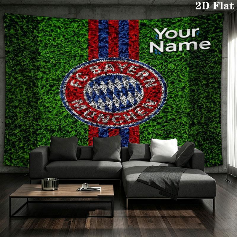 FC Bayern Munchen Custom Name Wall Tapestry Aesthetic Wall Hanging Printed Fabric Blanket Decorative Tapestries for Bedroom Living Room Home Decor