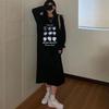 YYFS Women's Fashion Fall Winter Love Letter Print Long Sleeve O-Neck Loose Waistline Casual Dresses