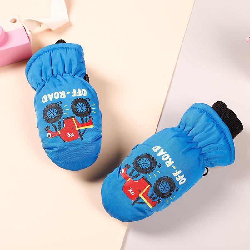 Kids' Cartoon Ski Mittens: Warm, Windproof, Waterproof, for Ages 3-10
