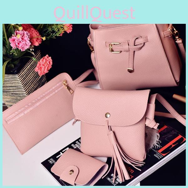 Sophisticated Women's 4pcs Handbag Set With Timeless Design And Solid Colors