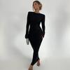 2025 Autumn Ruched Flare Sleeve Slim Fit Dress with Waist-Defining and Hip-Hugging Silhouette