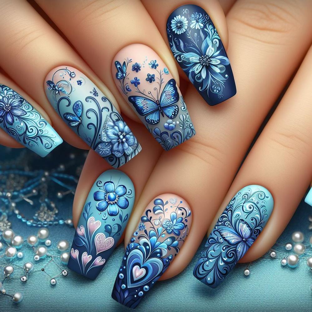 24 Pezzi Unghie Finte French Press Semplici Punte Unghie Design Striscia Amore Unghie Finte Quadrato Corte Donna Acrilico Copertura Completa Nail Art Unghia Finta