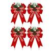 Christmas Bows with Pine Cones Pine Needles Buffalo Plaid Ribbon Bows Christmas Tree Wreath Decoration for Gift Wrapping