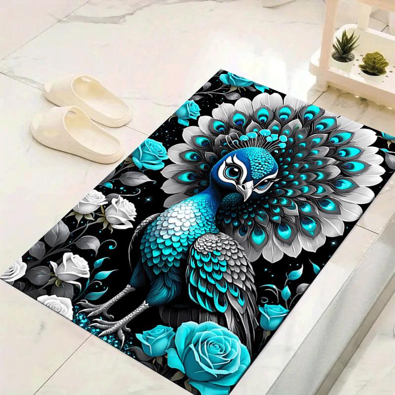 

1 шт. Красивый ковер для помещений с дизайном петуха и гороха - Мягкий, нескользящий и прочный декор для игровой комнаты, спальни 60cm by 90cm