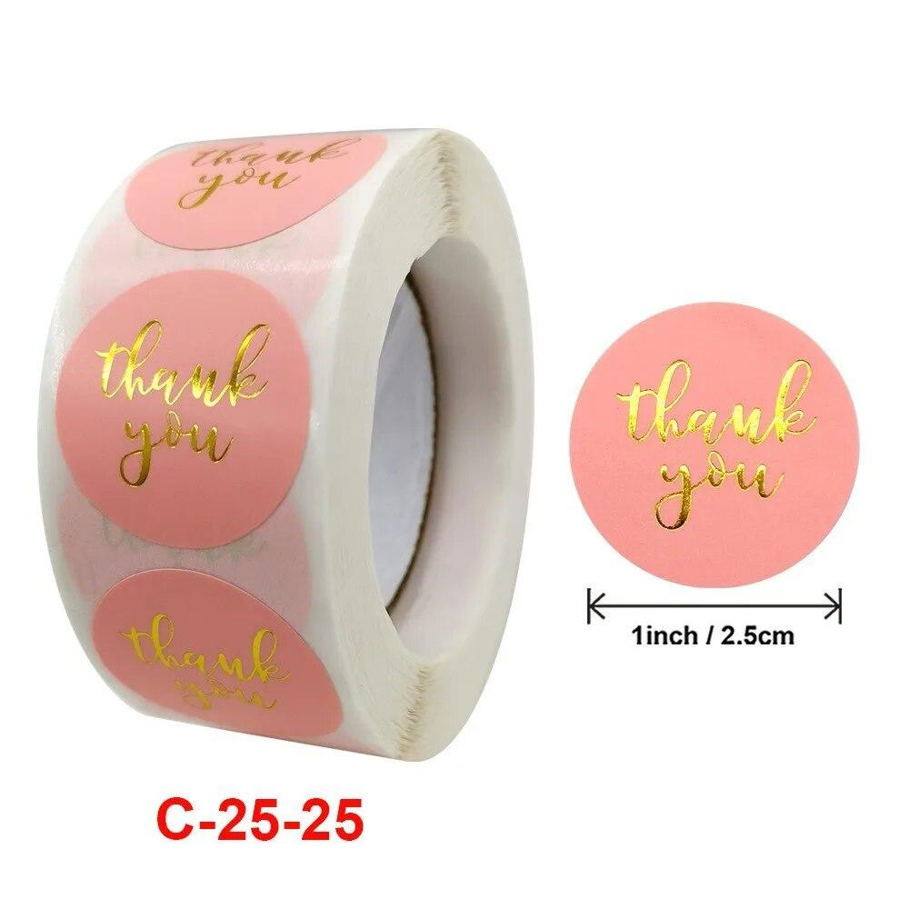 500Pcs 1inch Thank You Stickers For Envelope Sealing Labels Stationery Supplies Handmade Wedding Gift Decoration Sticker New