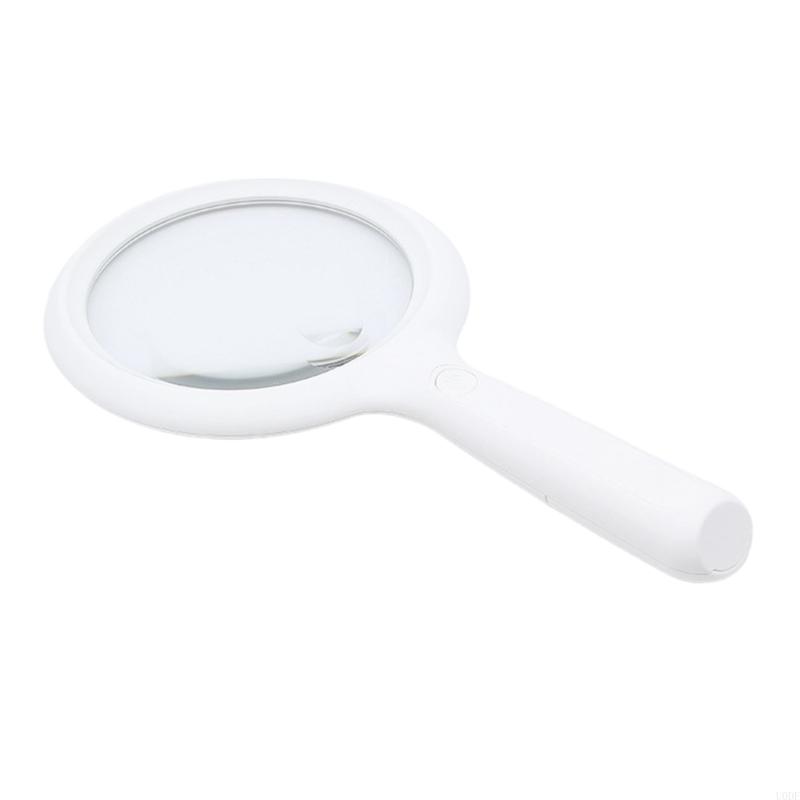 Handheld LED Magnifier With Cold Warm Light Ergonomic Handle For Jewelry Reading Craft Work Acrylic Lens Portable Optically Tool