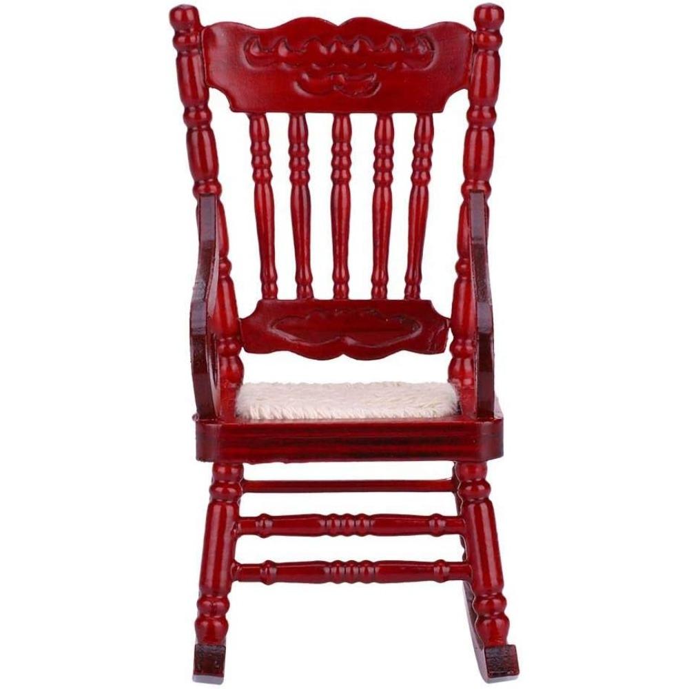 Scaun mic balansoar Dollhouse, 1:12 Casă de păpuși în miniatură Model din lemn de țesut balansoar pentru accesorii pentru casă de păpuși Jucării de decor