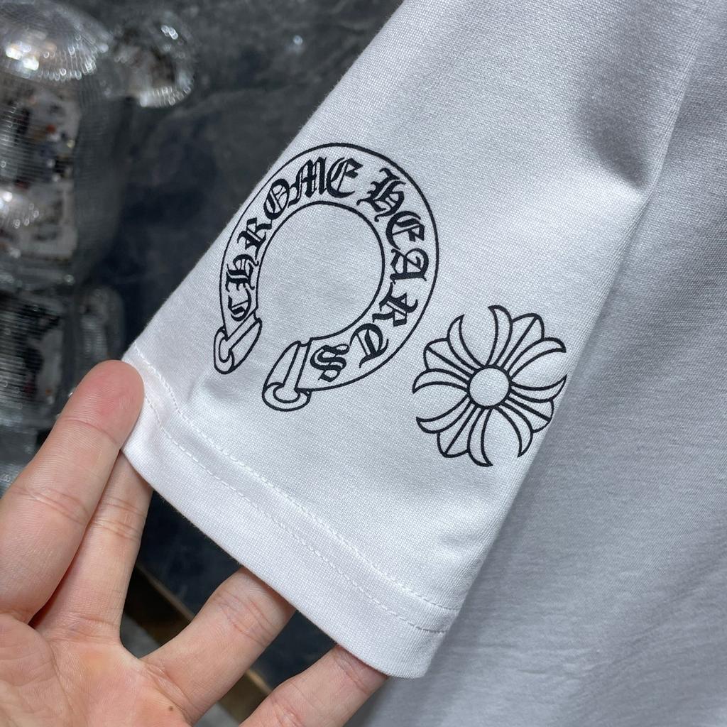8556 CHROME HEARTS 2026 Summer New High Quality Cotton Round Neck Loose Large Size Men's and Women's T-shirt Couple T-shirt